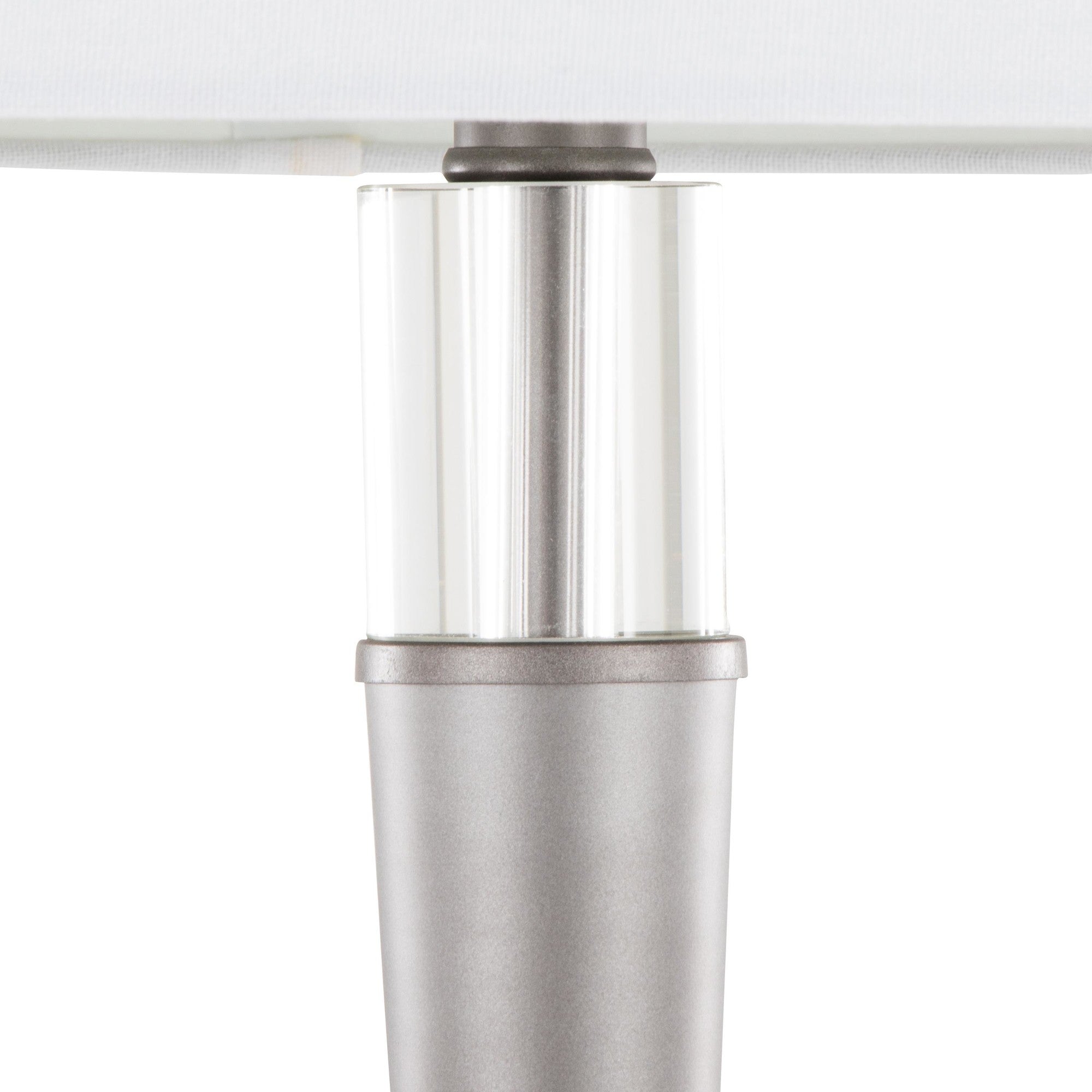 Marla 65” Metal Floor Lamp - Set of 2 - Cast Iron, Clear Crystal, White Linen