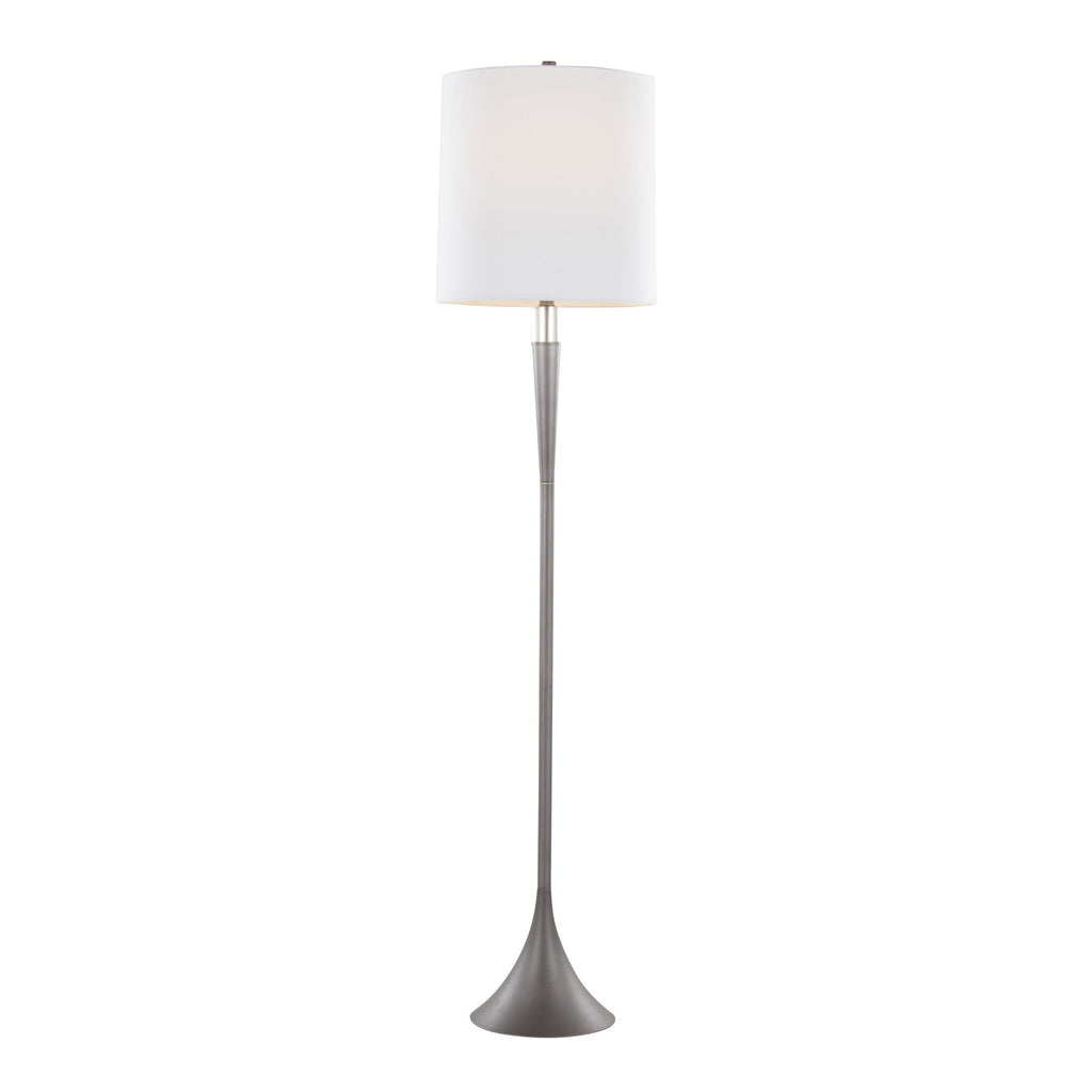 Marla 65” Metal Floor Lamp - Set of 2 - Cast Iron, Clear Crystal, White Linen