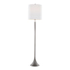 Marla 65” Metal Floor Lamp - Set of 2 - Cast Iron, Clear Crystal, White Linen