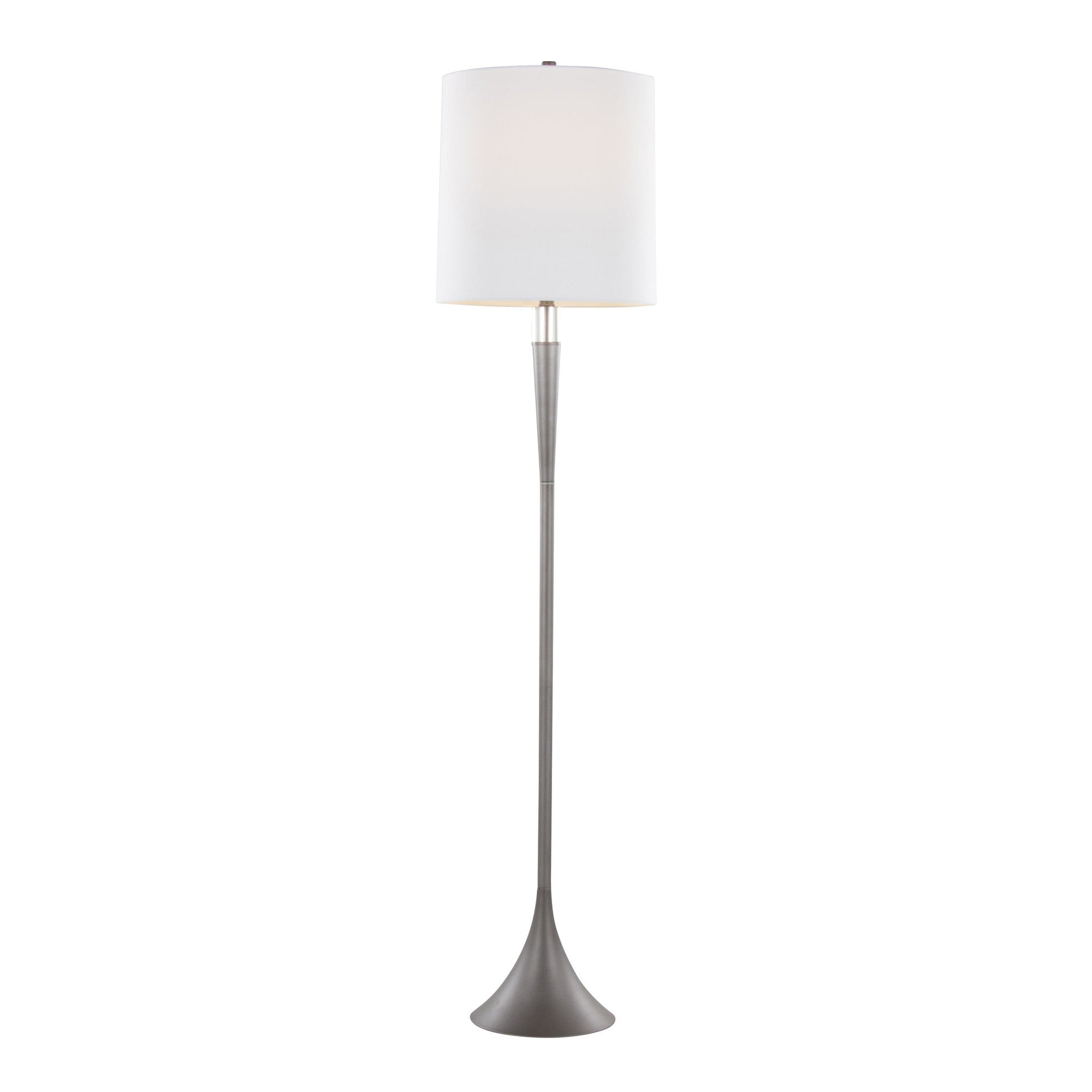 Marla 65” Metal Floor Lamp - Set of 2 - Cast Iron, Clear Crystal, White Linen
