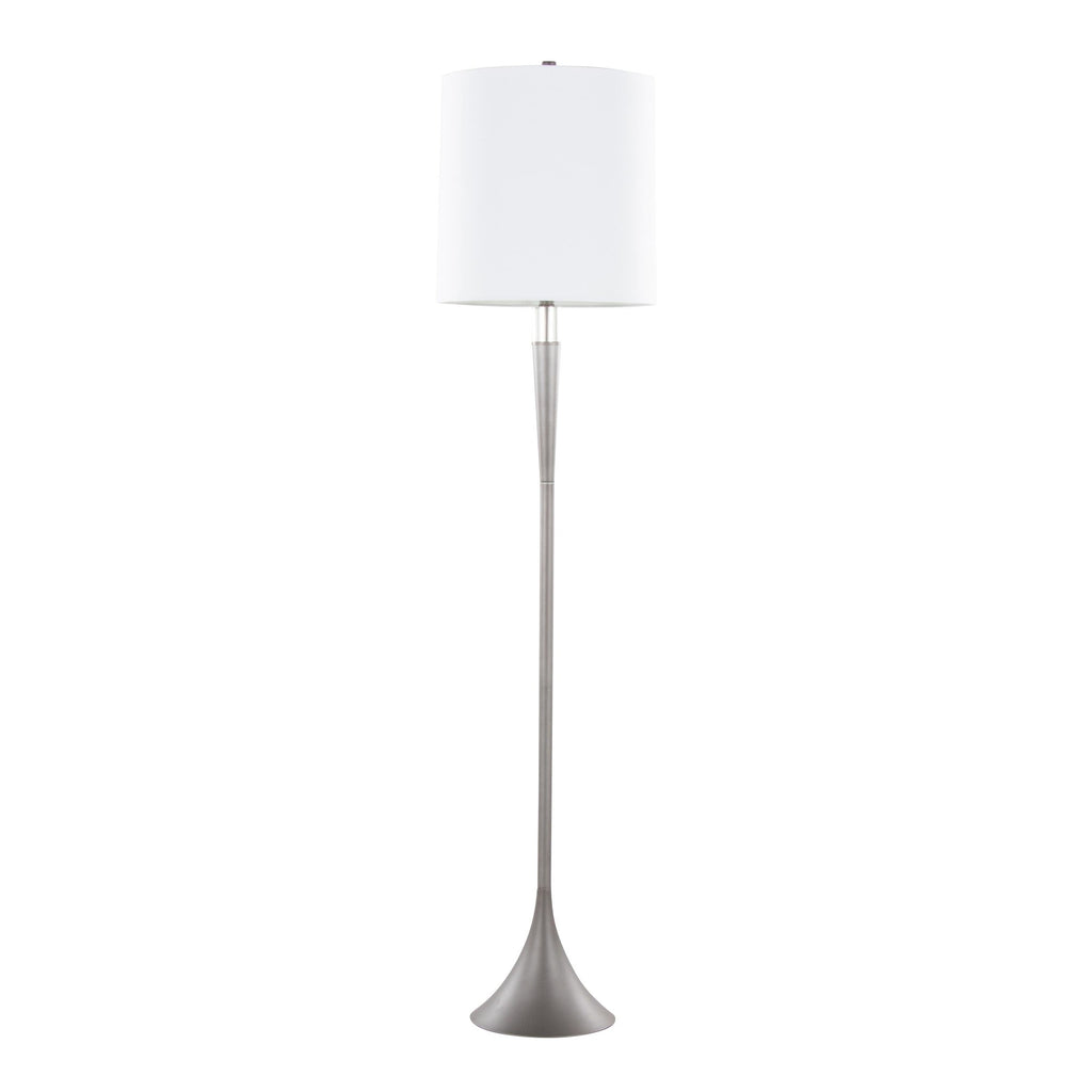 Marla 65” Metal Floor Lamp - Cast Iron, Clear Crystal, White Linen