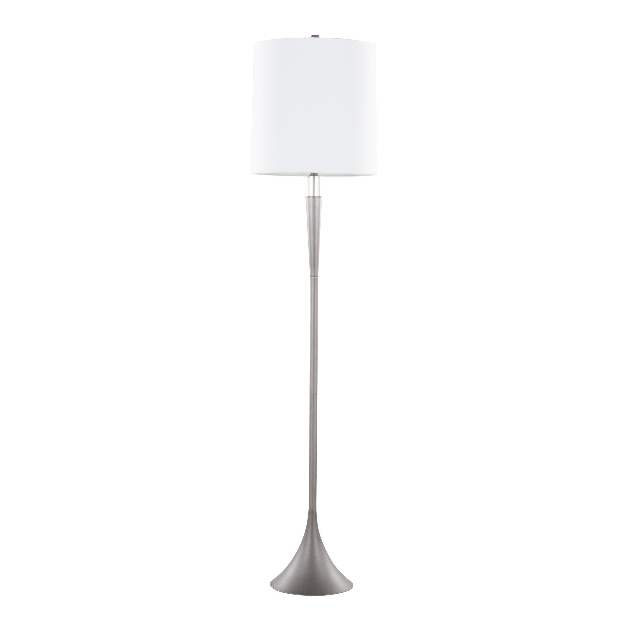 Marla 65” Metal Floor Lamp - Set of 2 - Cast Iron, Clear Crystal, White Linen
