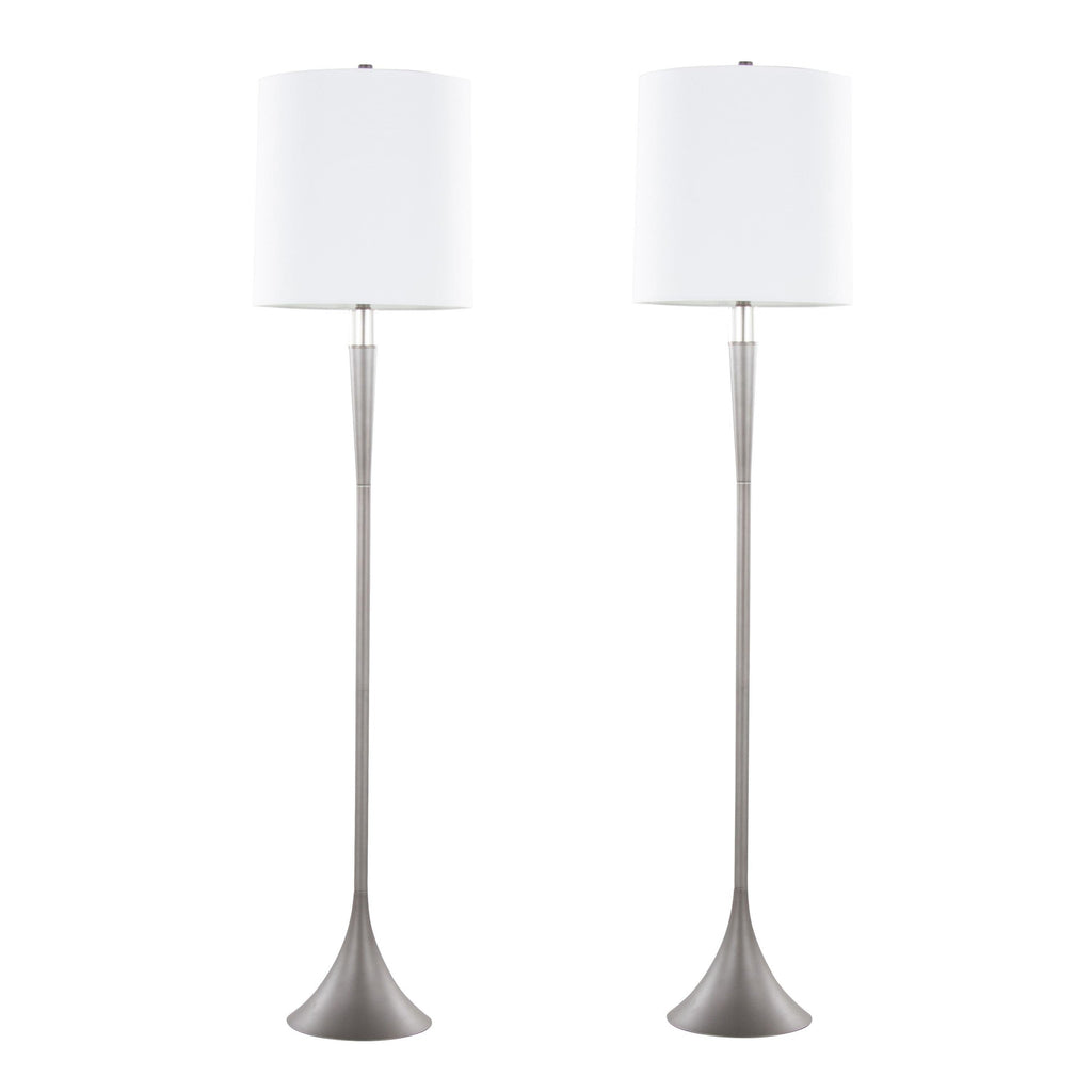Marla 65” Metal Floor Lamp - Set of 2 - Cast Iron, Clear Crystal, White Linen