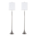 Marla 65” Metal Floor Lamp - Set of 2 - Cast Iron, Clear Crystal, White Linen
