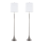 Marla 65” Metal Floor Lamp - Set of 2 - Cast Iron, Clear Crystal, White Linen