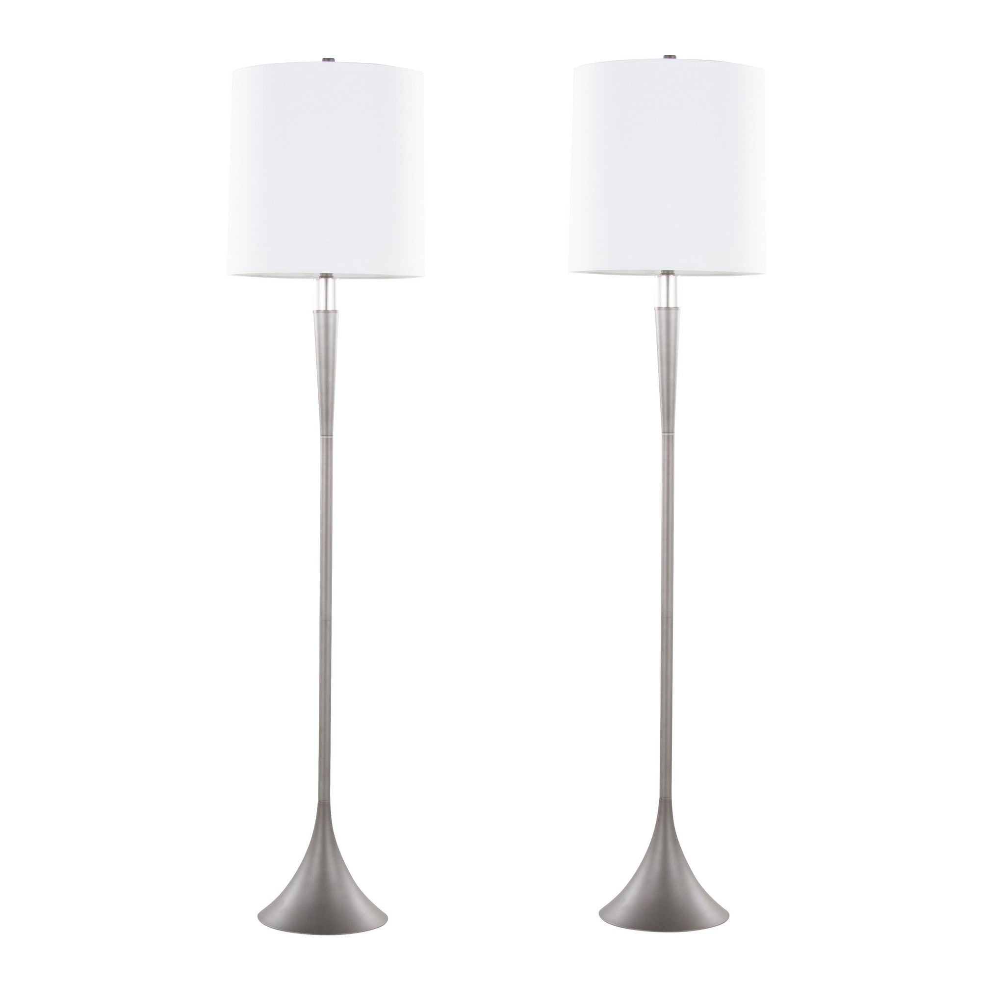 Marla 65” Metal Floor Lamp - Set of 2 - Cast Iron, Clear Crystal, White Linen