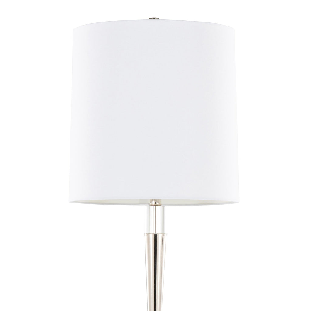 Marla 65” Metal Floor Lamp - Set of 2 - Polished Nickel, Clear Crystal, White Linen