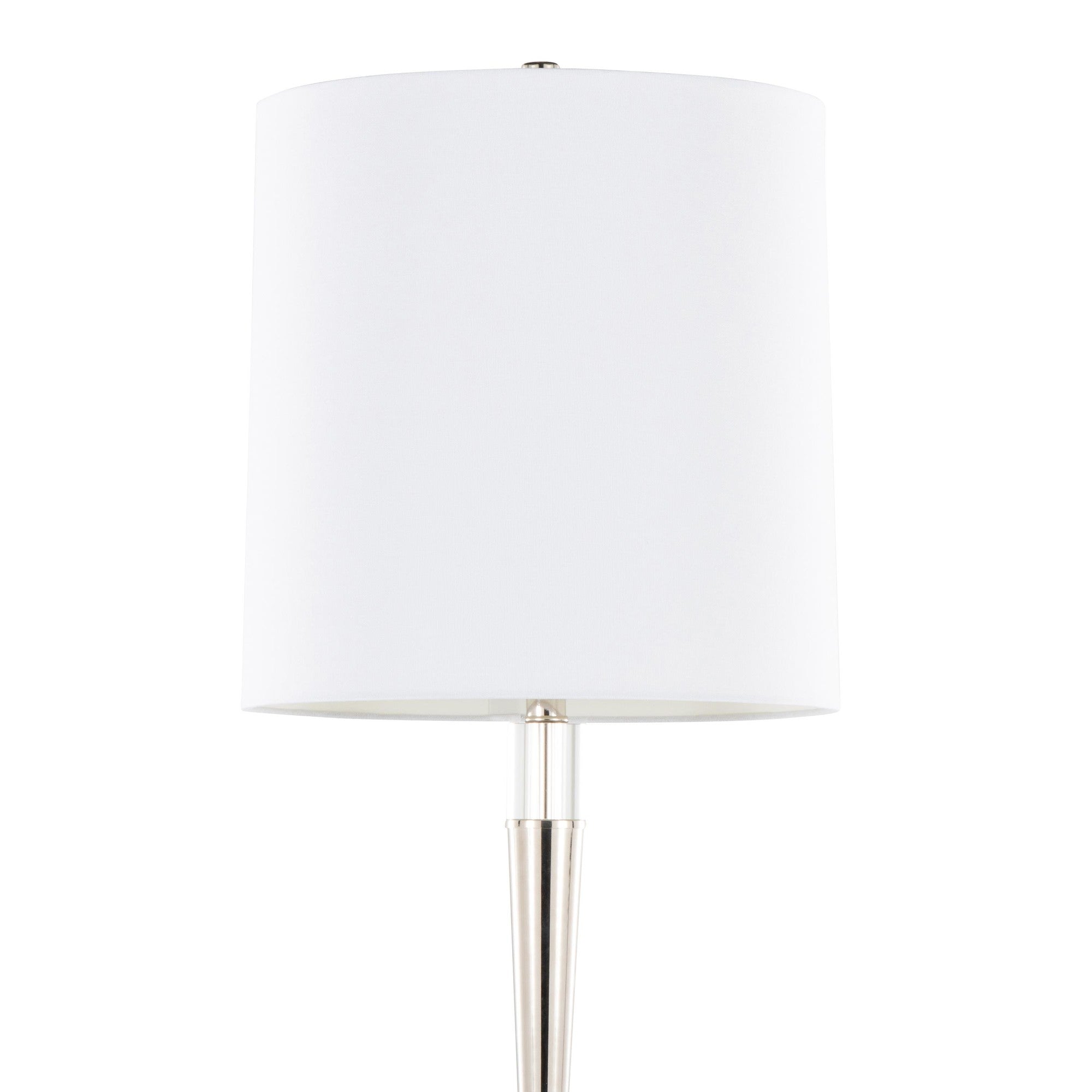 Marla 65” Metal Floor Lamp - Set of 2 - Polished Nickel, Clear Crystal, White Linen