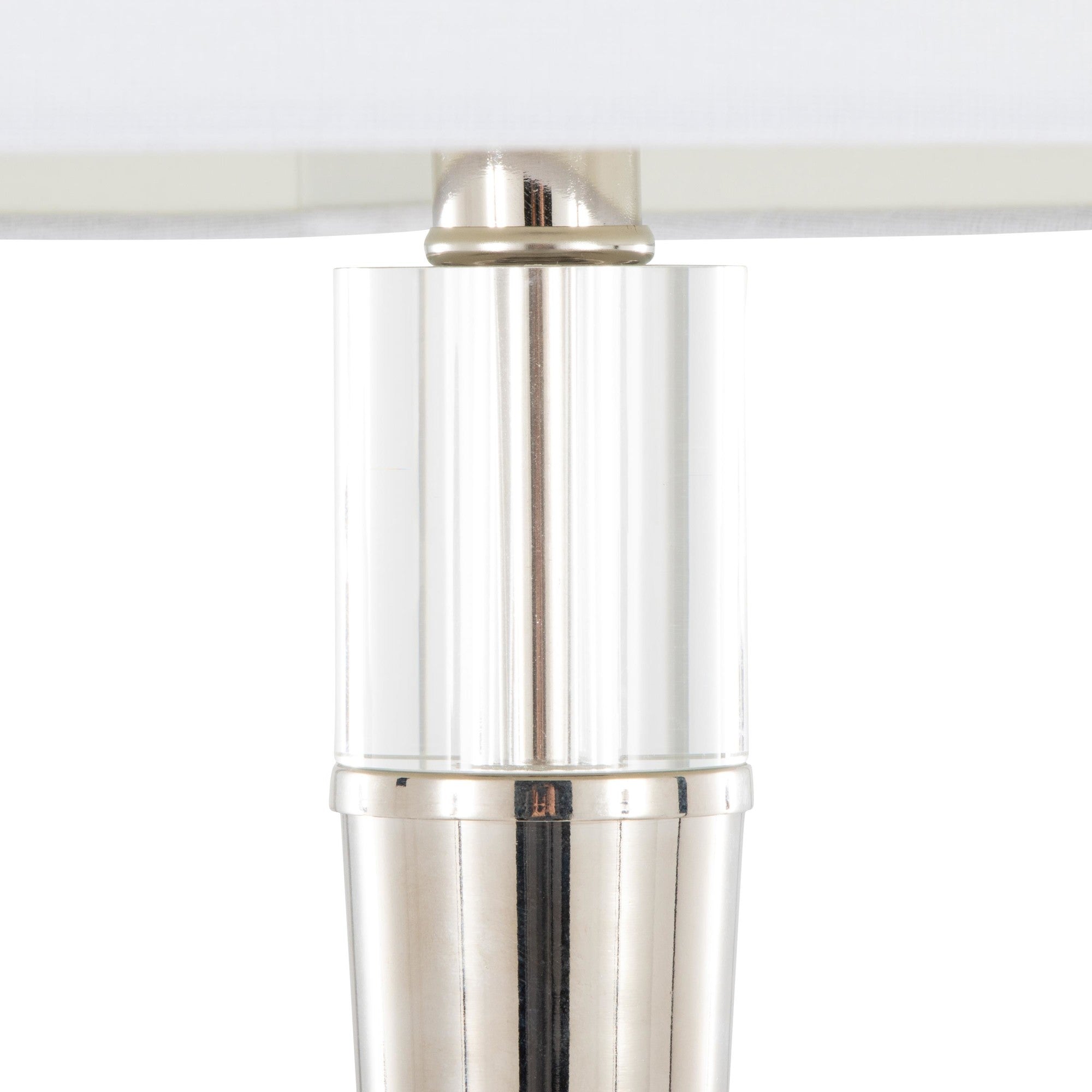 Marla 65” Metal Floor Lamp - Set of 2 - Polished Nickel, Clear Crystal, White Linen