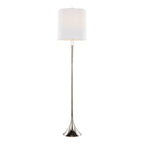 Marla 65” Metal Floor Lamp - Set of 2 - Polished Nickel, Clear Crystal, White Linen