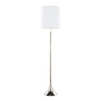 Marla 65” Metal Floor Lamp - Set of 2 - Polished Nickel, Clear Crystal, White Linen
