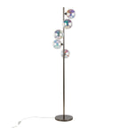 Bubbles 67" Metal Floor Lamp - Black Chrome Metal, Iridescent Glass Sconces