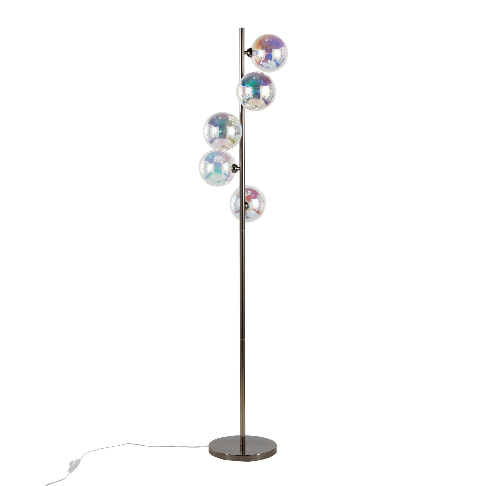 Bubbles 67" Metal Floor Lamp - Black Chrome Metal, Iridescent Glass Sconces