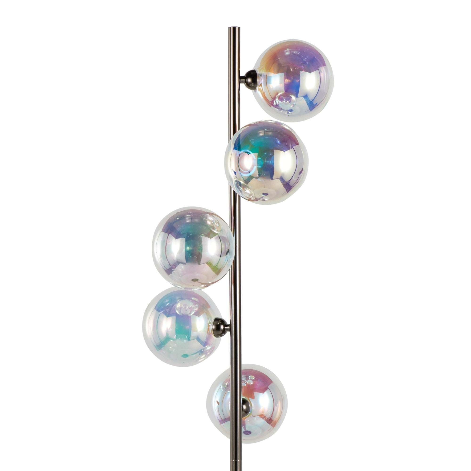 Bubbles 67" Metal Floor Lamp - Black Chrome Metal, Iridescent Glass Sconces