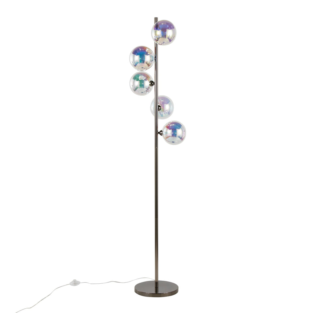 Bubbles 67" Metal Floor Lamp - Black Chrome Metal, Iridescent Glass Sconces