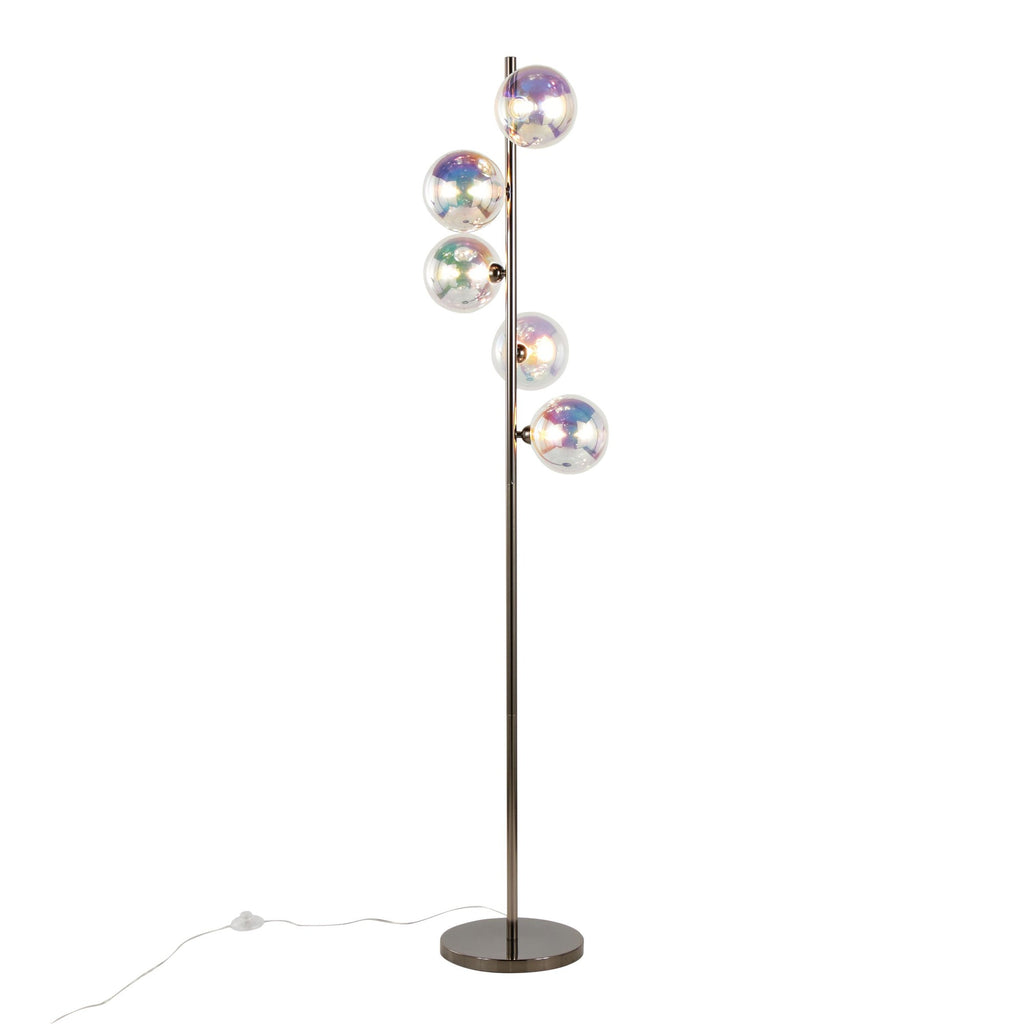 Bubbles 67" Metal Floor Lamp - Black Chrome Metal, Iridescent Glass Sconces