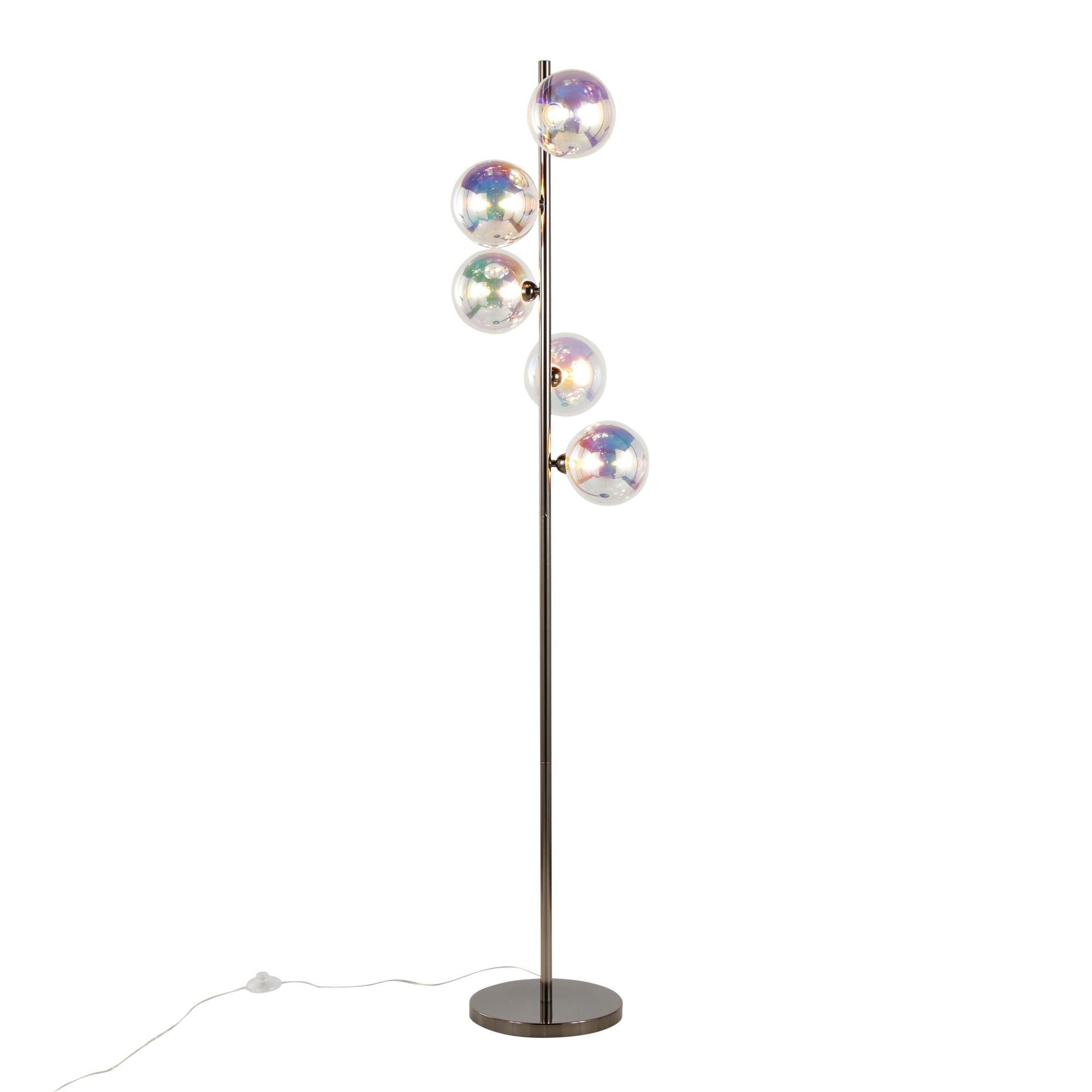 Bubbles 67" Metal Floor Lamp - Black Chrome Metal, Iridescent Glass Sconces