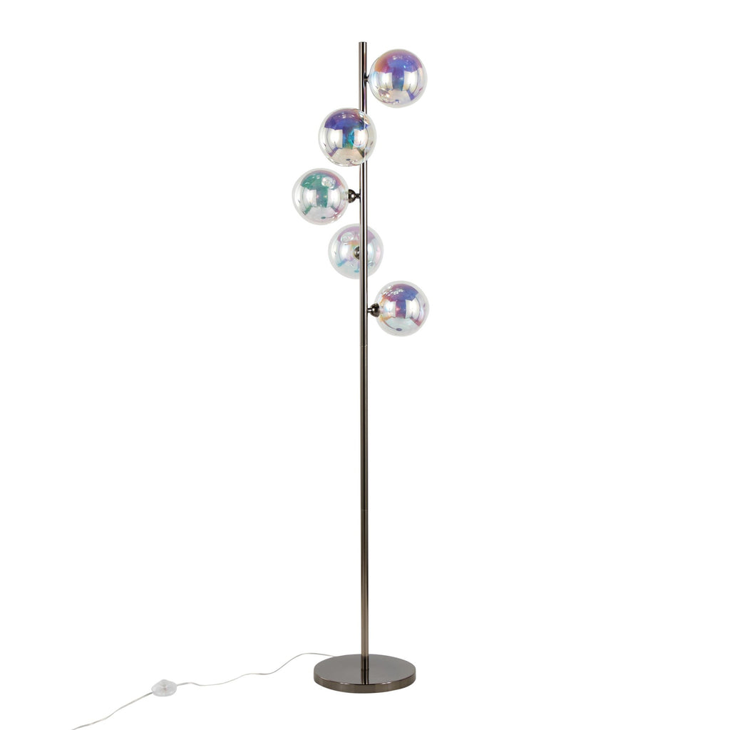 Bubbles 67" Metal Floor Lamp - Black Chrome Metal, Iridescent Glass Sconces