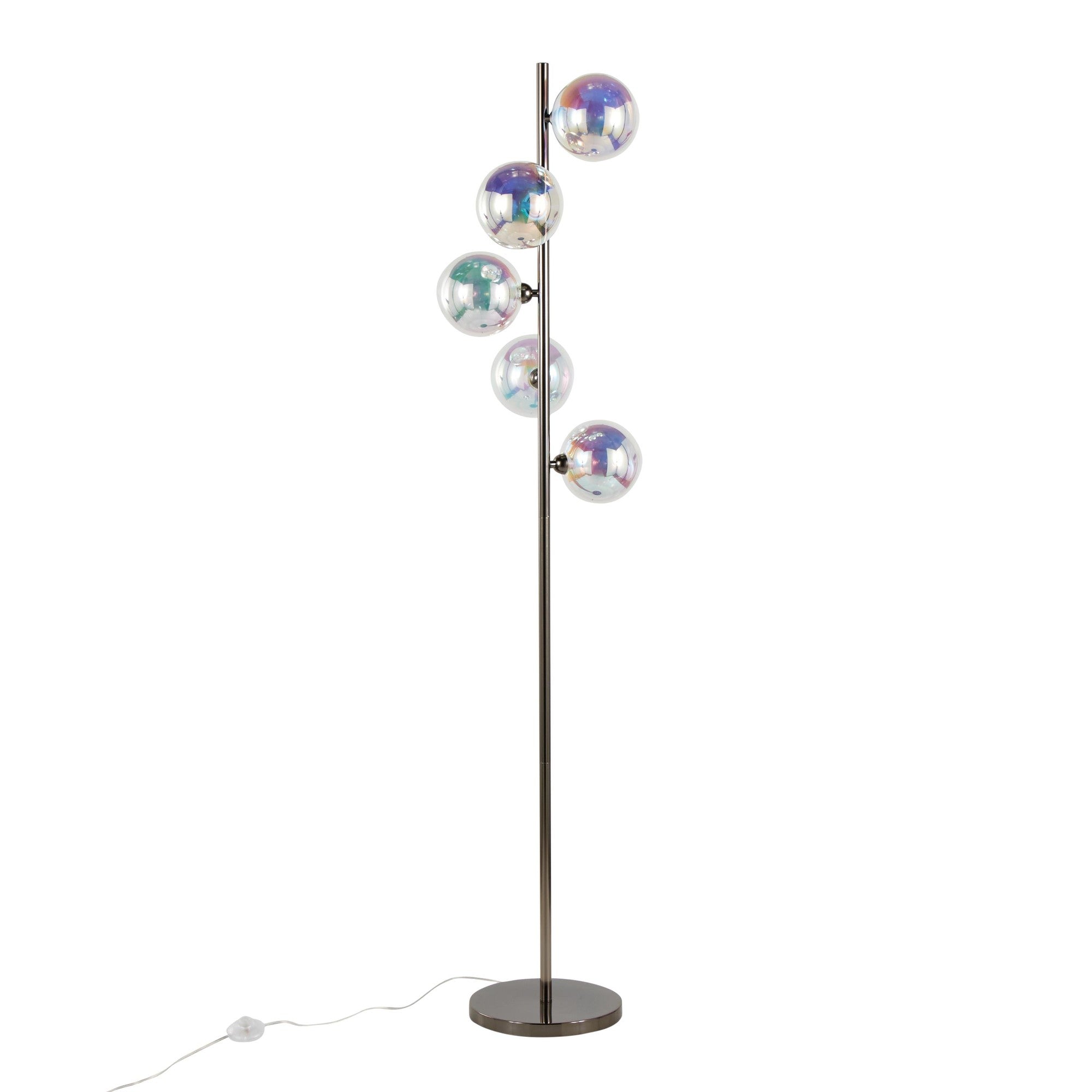 Bubbles 67" Metal Floor Lamp - Black Chrome Metal, Iridescent Glass Sconces