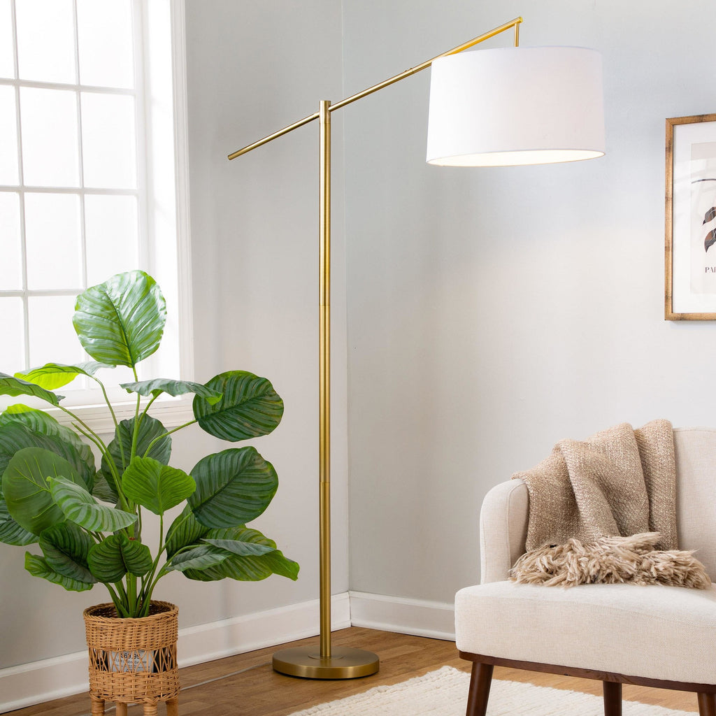 Casper 69" Metal Floor Lamp - Gold Metal, Off-white Linen