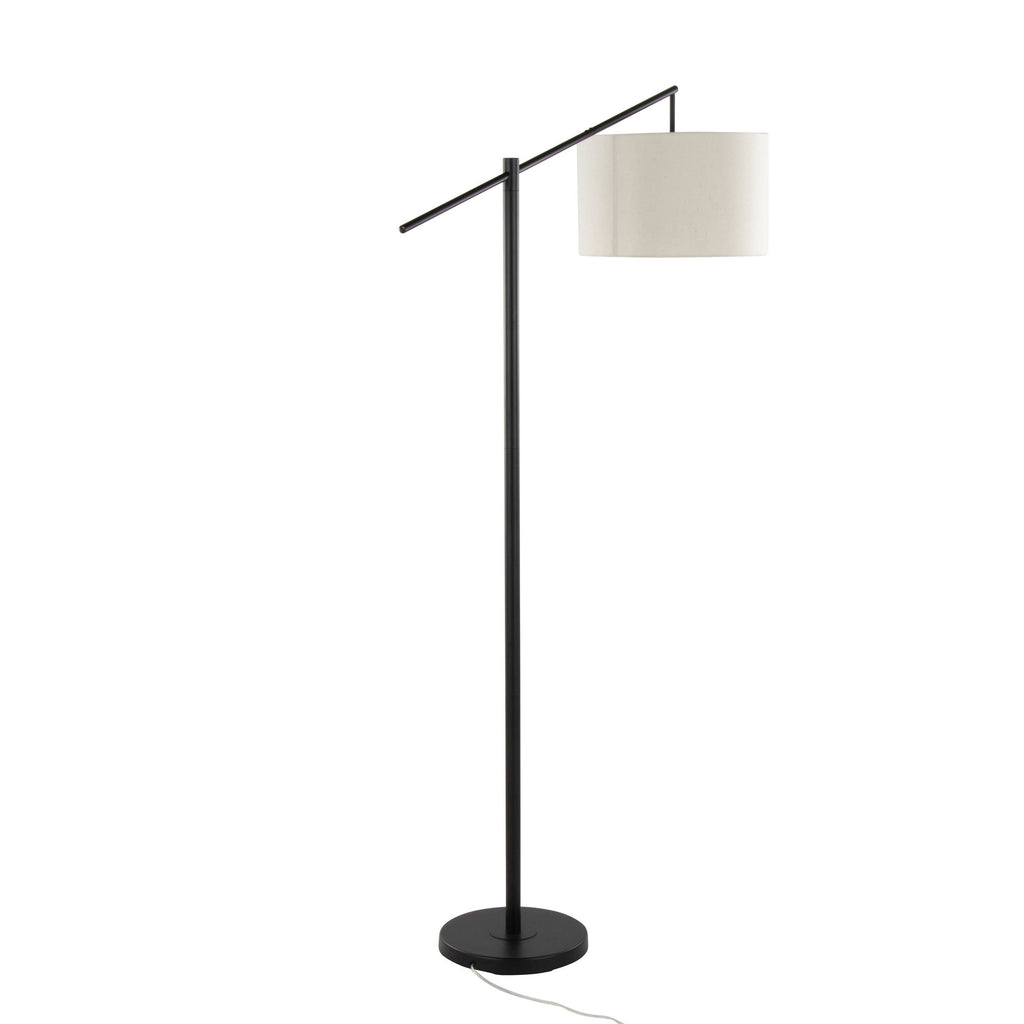 Casper 69" Metal Floor Lamp - Matte Black Metal, Natural Linen