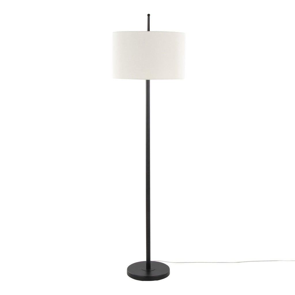 Casper 69" Metal Floor Lamp - Matte Black Metal, Natural Linen