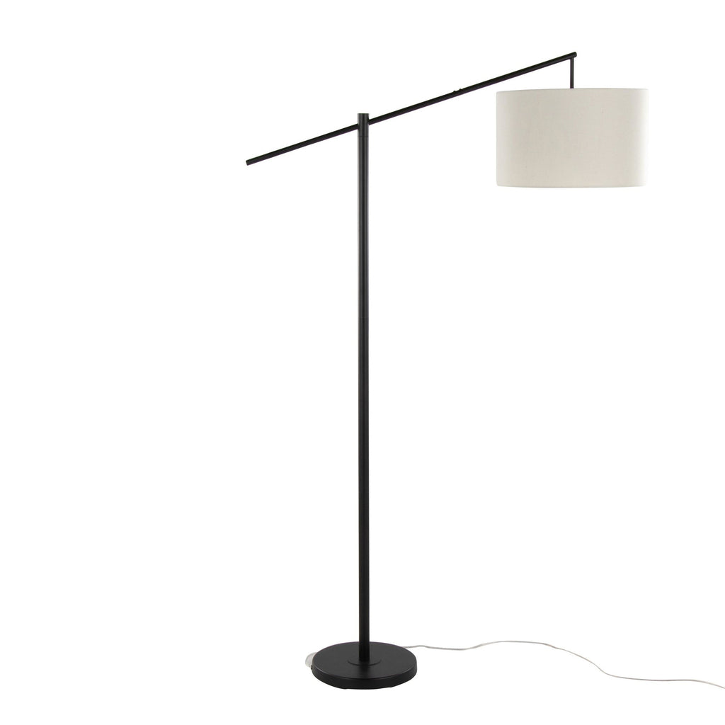 Casper 69" Metal Floor Lamp - Matte Black Metal, Natural Linen