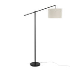 Casper 69" Metal Floor Lamp - Matte Black Metal, Natural Linen