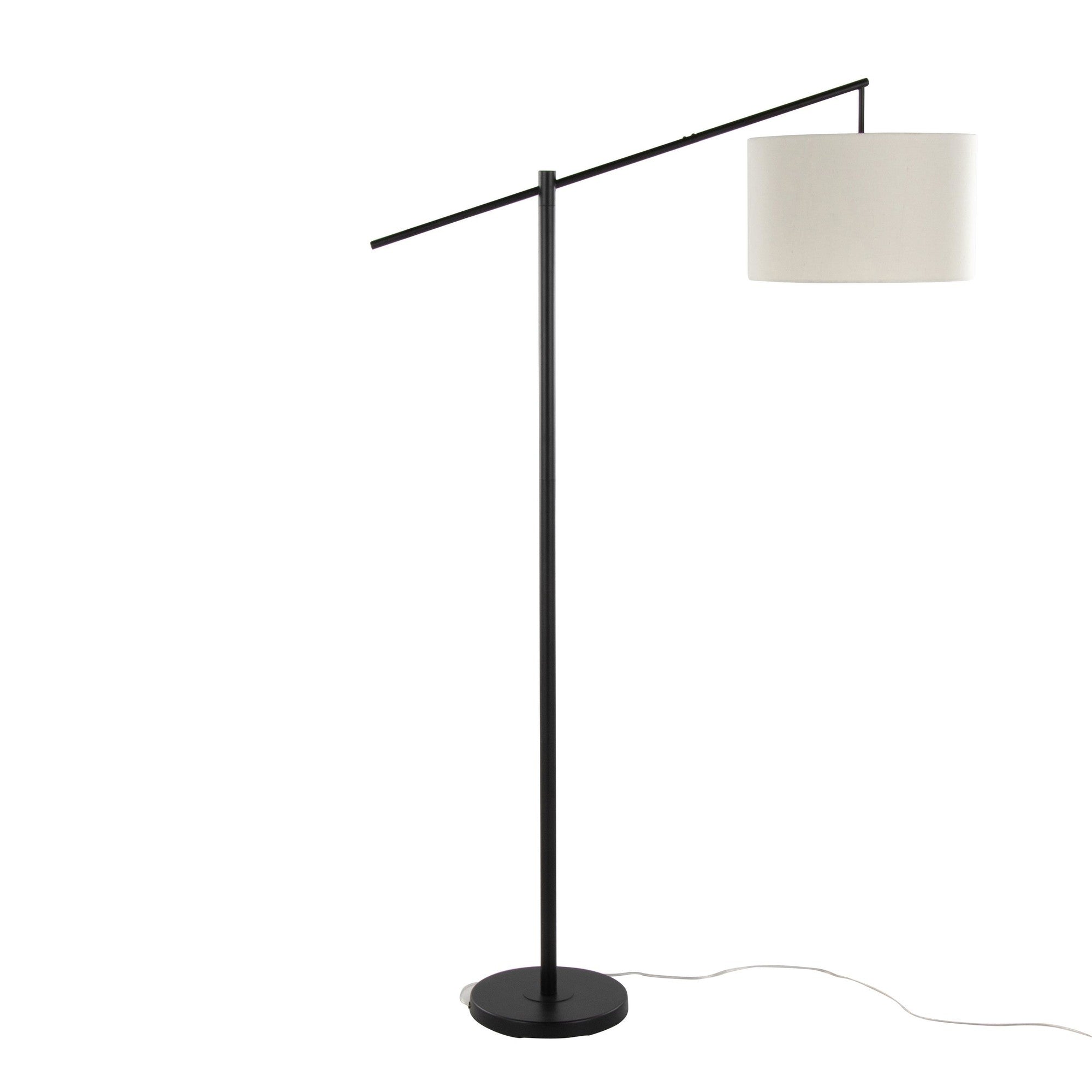 Casper 69" Metal Floor Lamp - Matte Black Metal, Natural Linen