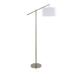 Casper 69" Metal Floor Lamp - Brushed Nickel, Off-white Linen