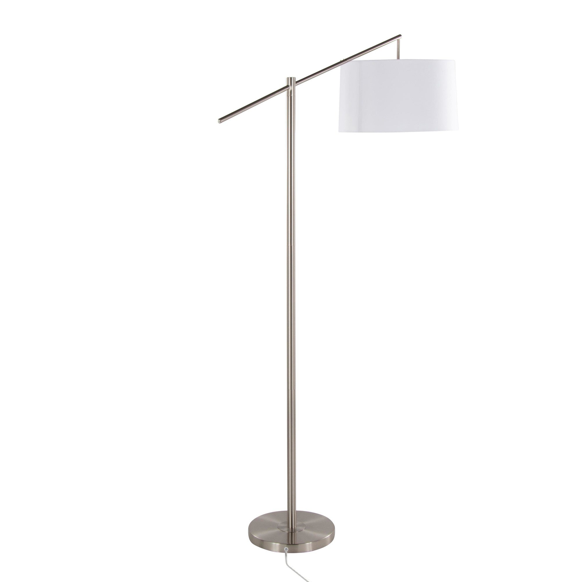 Casper 69" Metal Floor Lamp - Brushed Nickel, Off-white Linen
