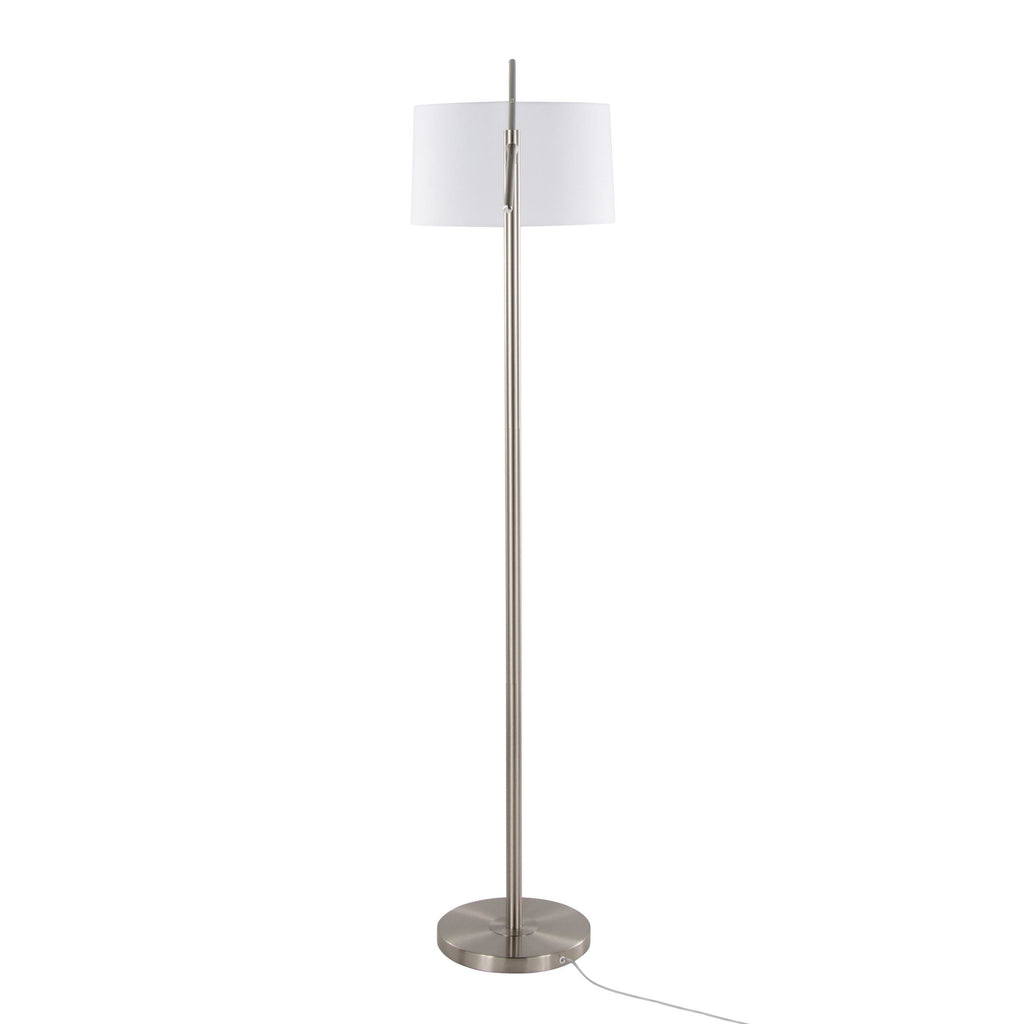 Casper 69" Metal Floor Lamp - Brushed Nickel, Off-white Linen