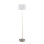 Casper 69" Metal Floor Lamp - Brushed Nickel, Off-white Linen