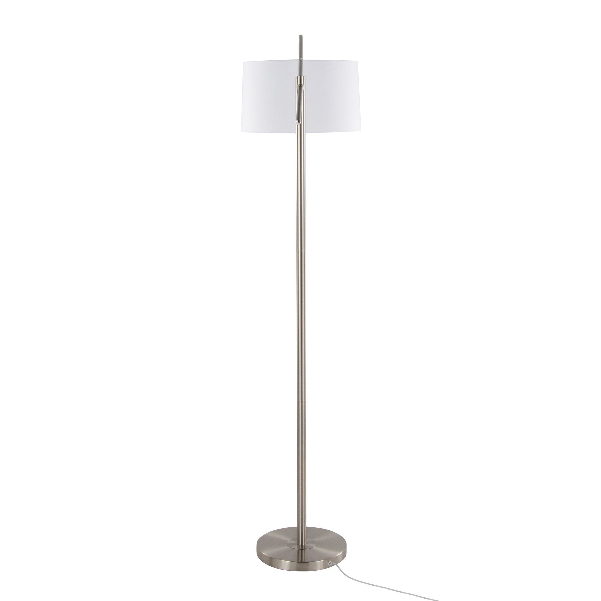 Casper 69" Metal Floor Lamp - Brushed Nickel, Off-white Linen