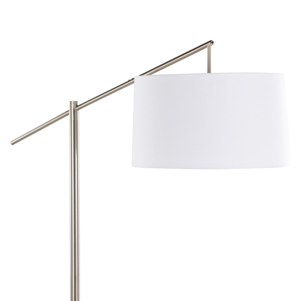Casper 69" Metal Floor Lamp - Brushed Nickel, Off-white Linen