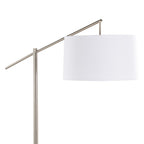 Casper 69" Metal Floor Lamp - Brushed Nickel, Off-white Linen