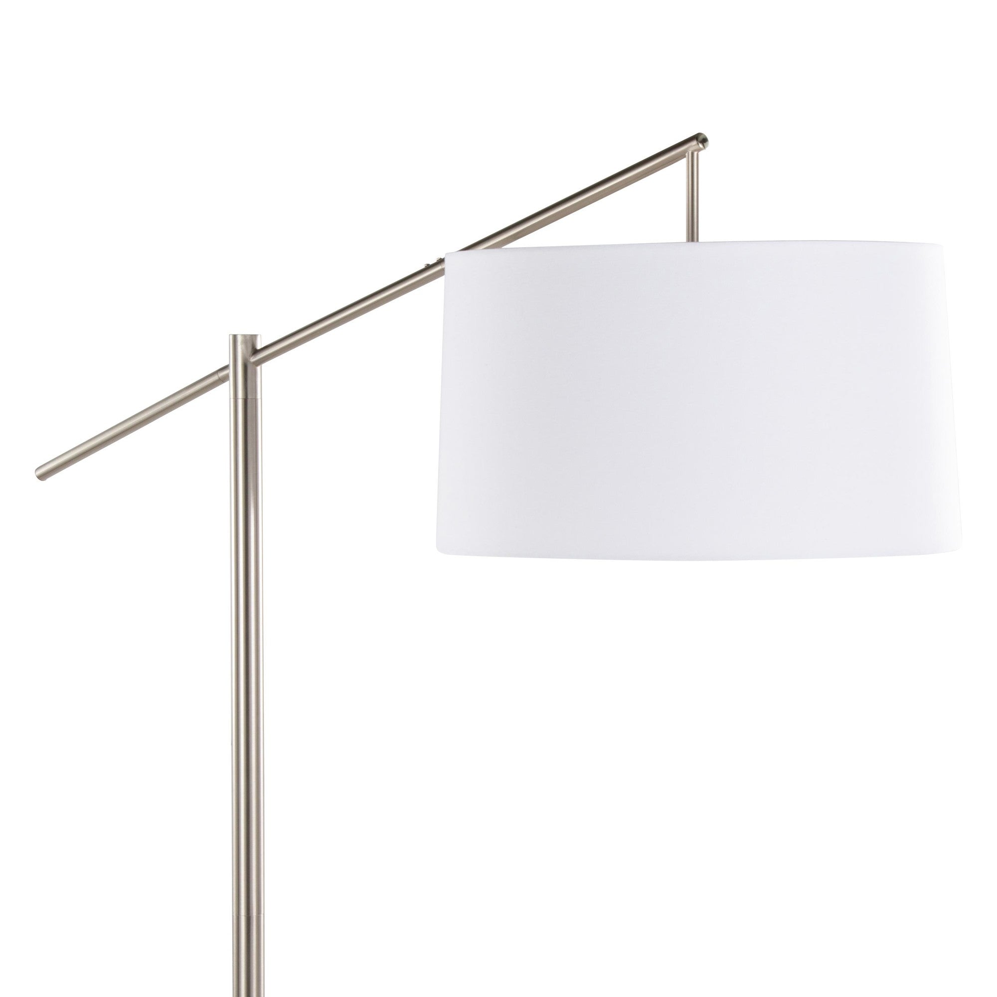 Casper 69" Metal Floor Lamp - Brushed Nickel, Off-white Linen
