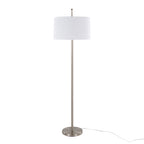 Casper 69" Metal Floor Lamp - Brushed Nickel, Off-white Linen