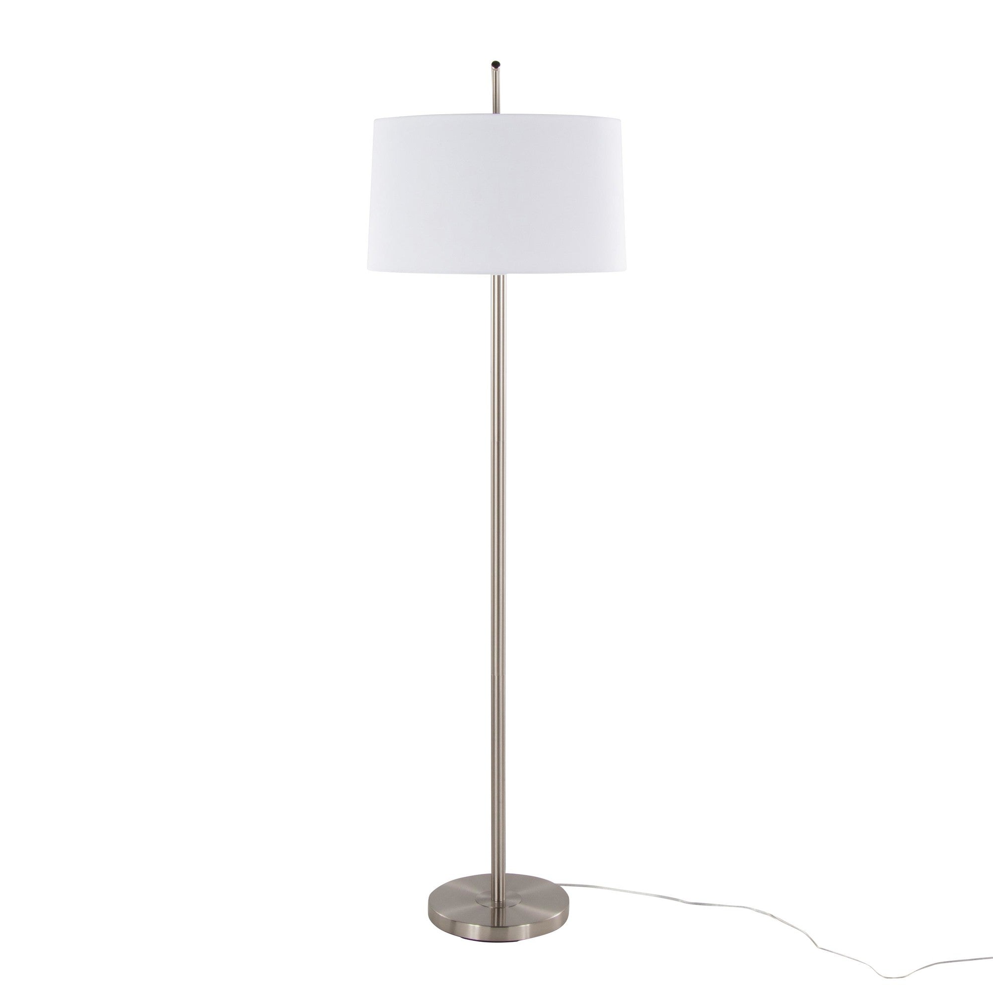 Casper 69" Metal Floor Lamp - Brushed Nickel, Off-white Linen