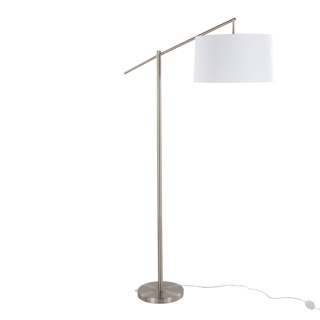 Casper 69" Metal Floor Lamp - Brushed Nickel, Off-white Linen