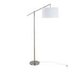 Casper 69" Metal Floor Lamp - Brushed Nickel, Off-white Linen