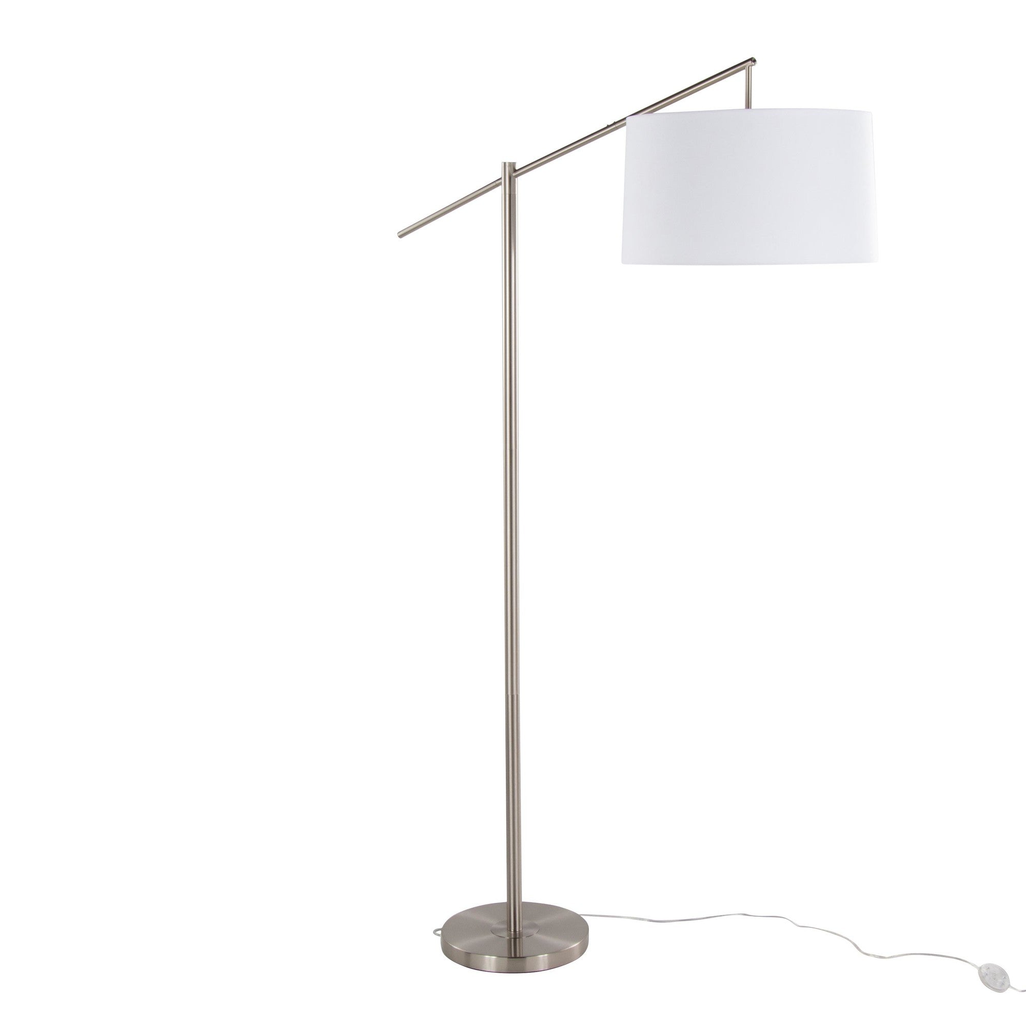 Casper 69" Metal Floor Lamp - Brushed Nickel, Off-white Linen