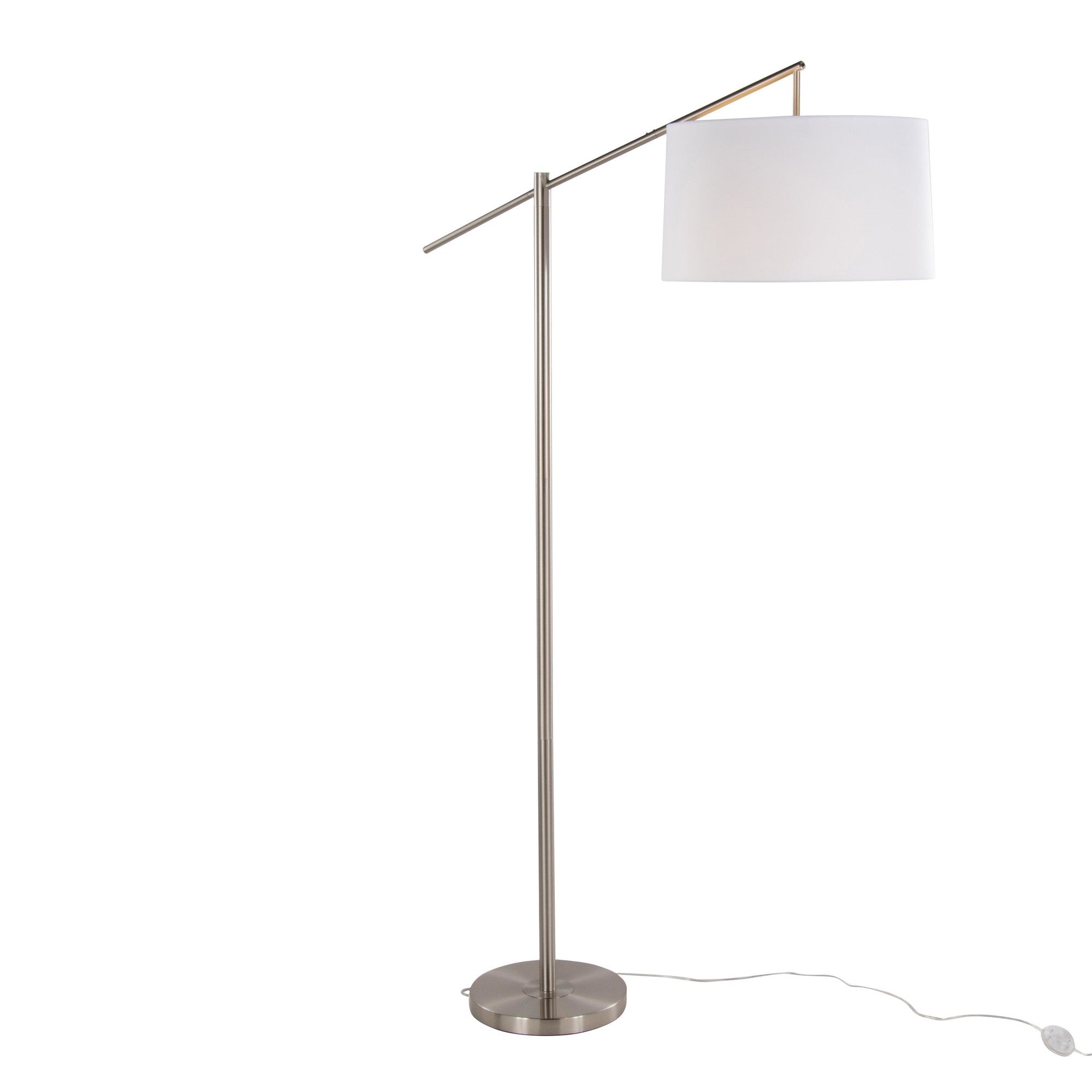 Casper 69" Metal Floor Lamp - Brushed Nickel, Off-white Linen