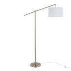 Casper 69" Metal Floor Lamp - Brushed Nickel, Off-white Linen