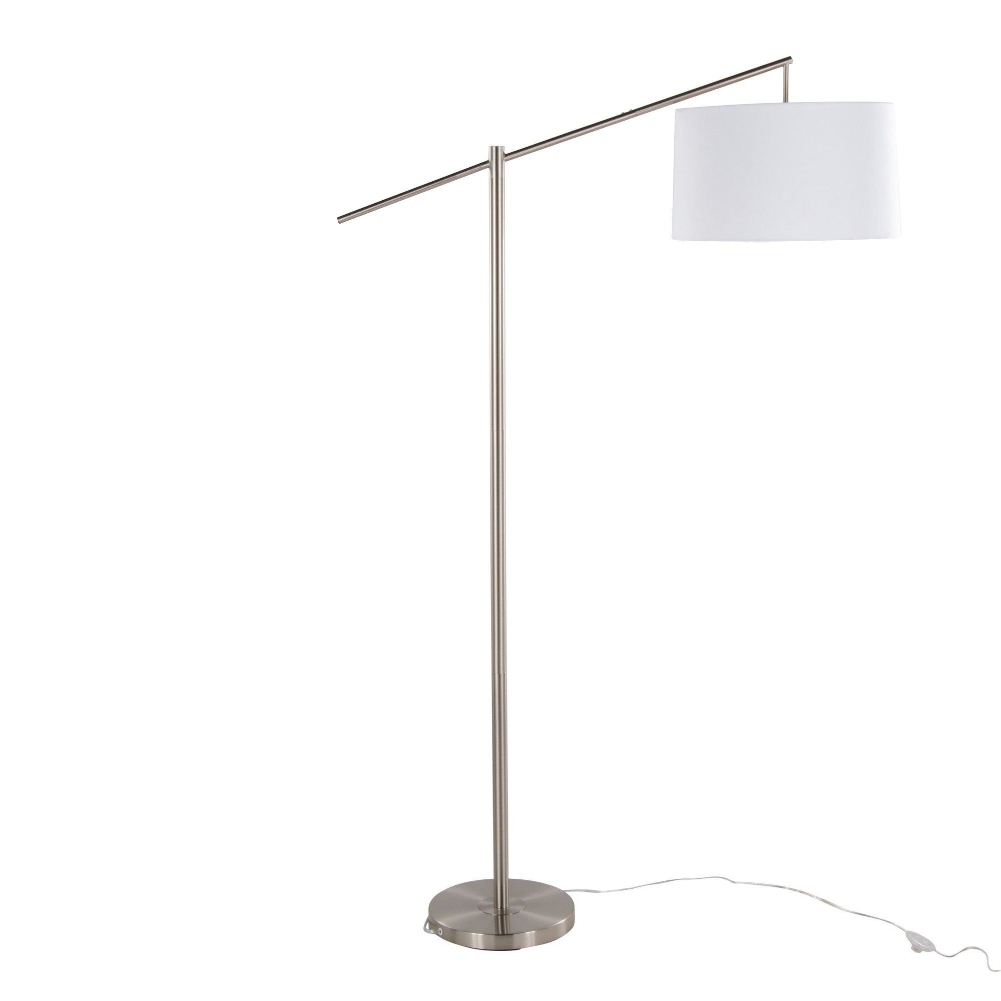 Casper 69" Metal Floor Lamp - Brushed Nickel, Off-white Linen