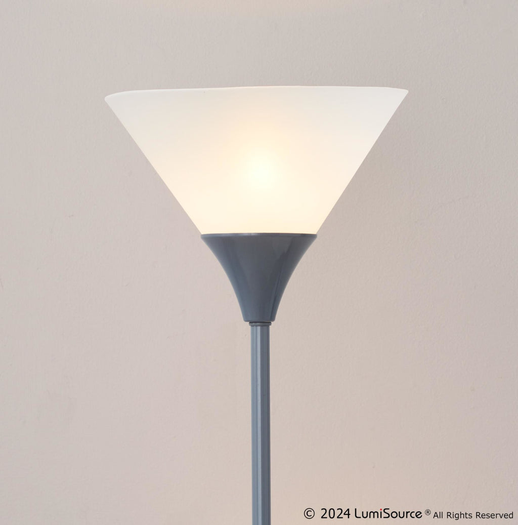 Dual Pix 72" Metal Floor Lamp - Silver Metal, Frosted White Plastic