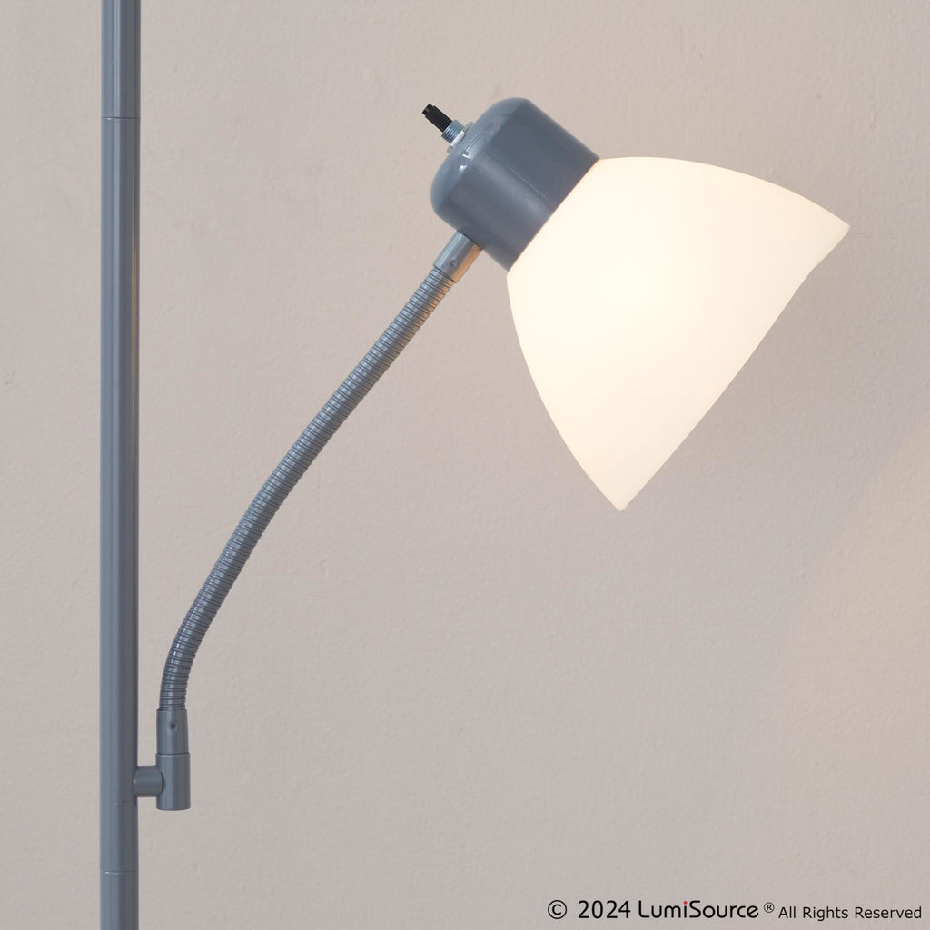 Dual Pix 72" Metal Floor Lamp - Silver Metal, Frosted White Plastic