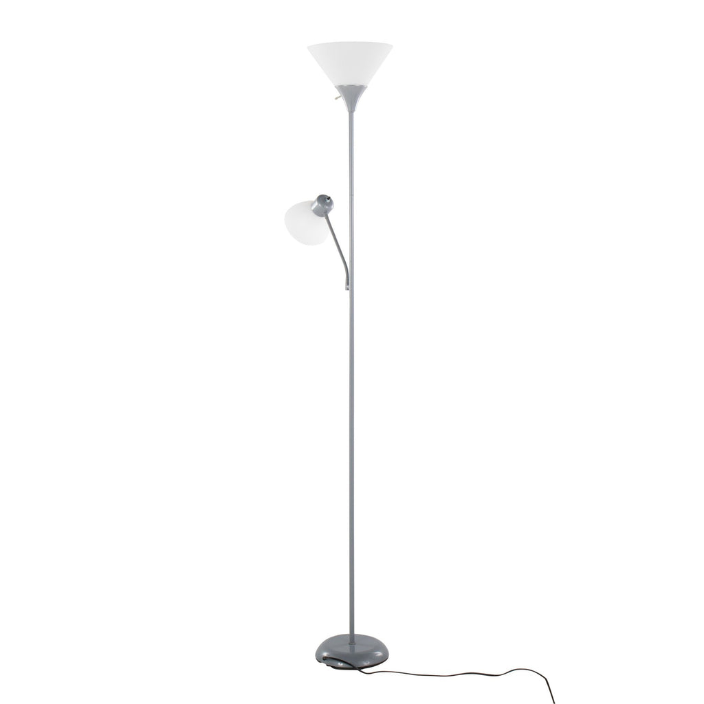 Dual Pix 72" Metal Floor Lamp - Silver Metal, Frosted White Plastic