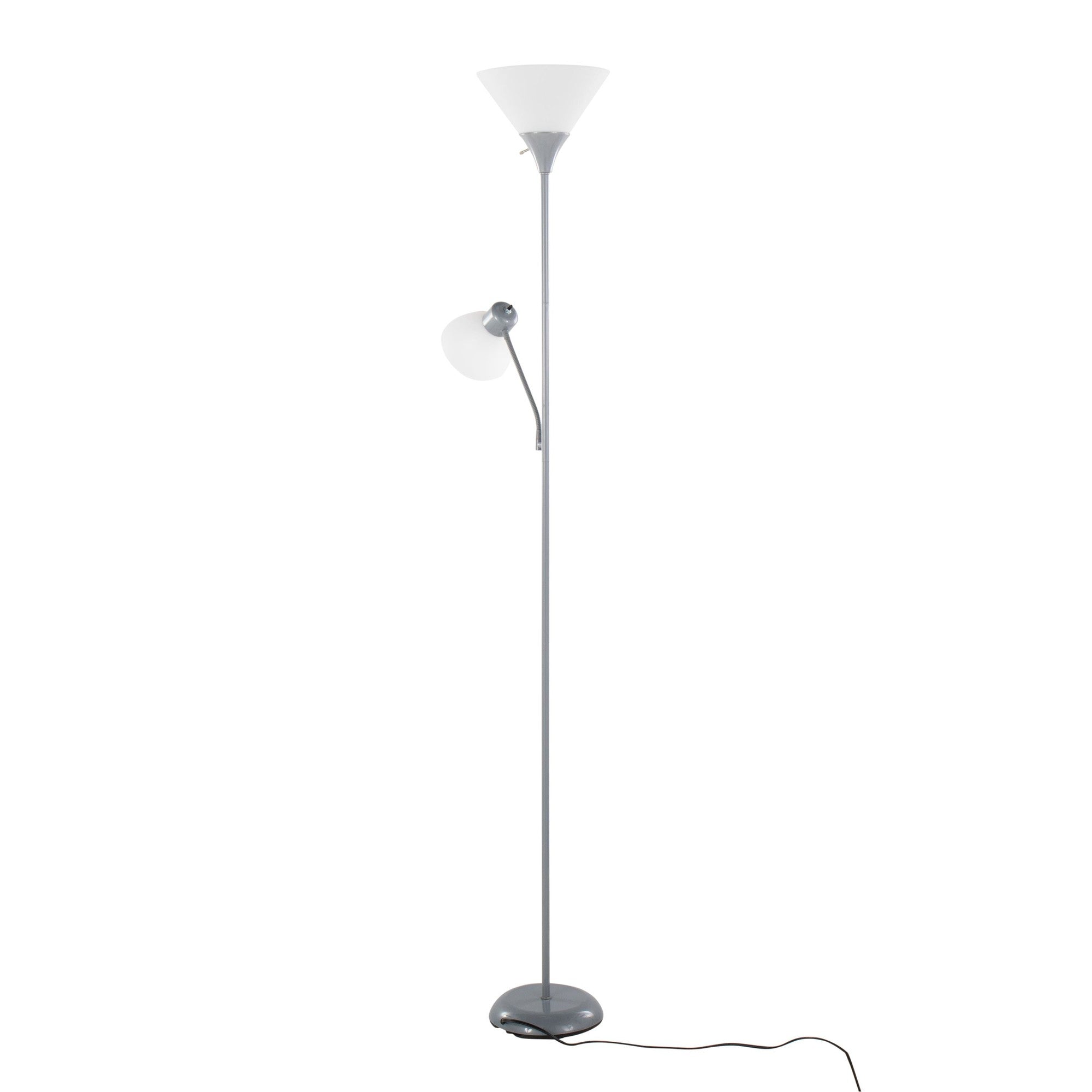 Dual Pix 72" Metal Floor Lamp - Silver Metal, Frosted White Plastic