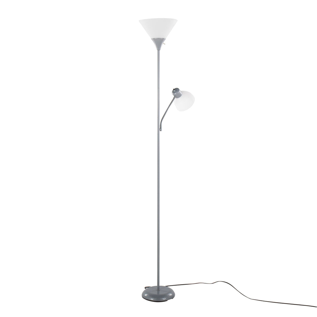 Dual Pix 72" Metal Floor Lamp - Silver Metal, Frosted White Plastic